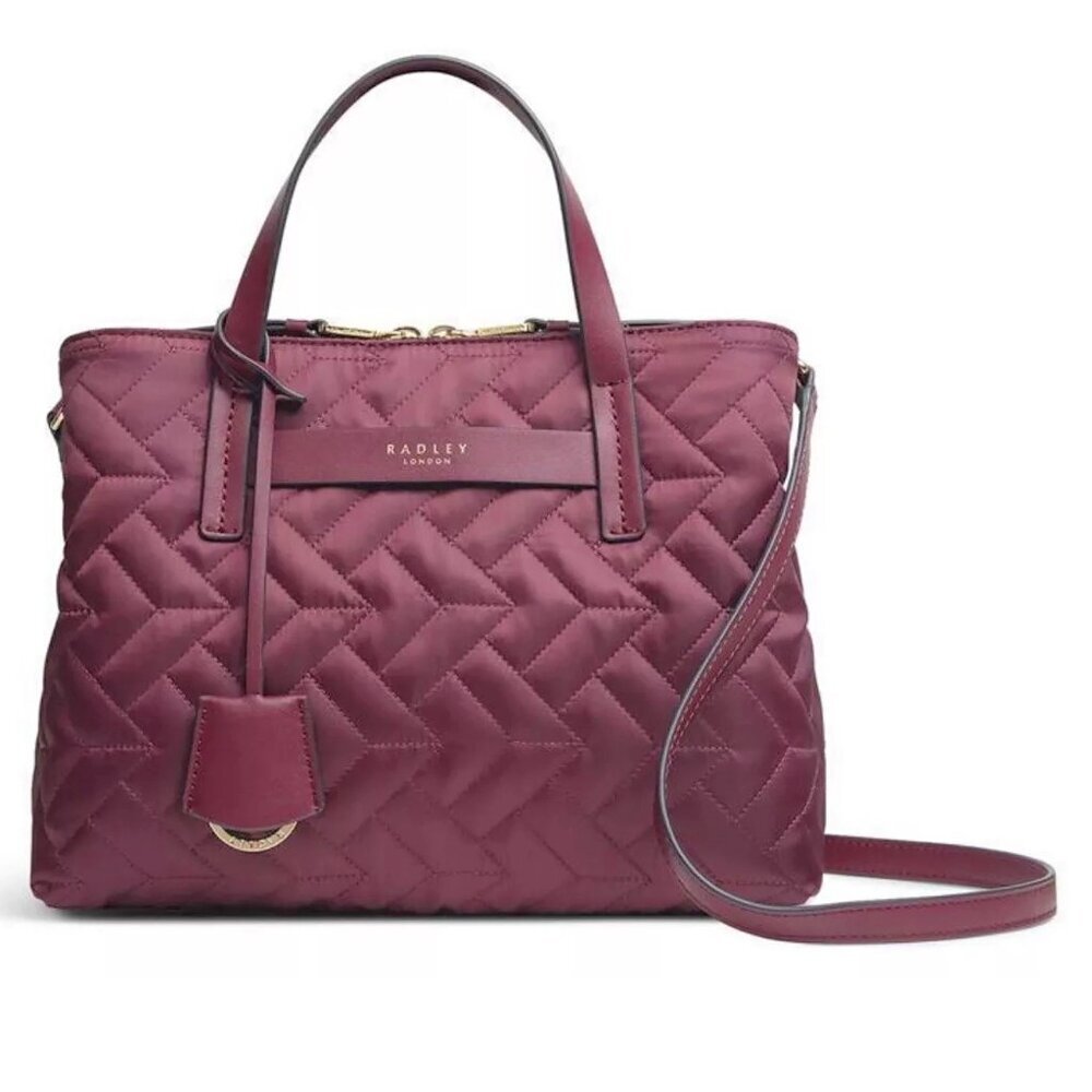 Radley London Finsbury Park Quilted Multiway Medium Bag Satchel Burgundy